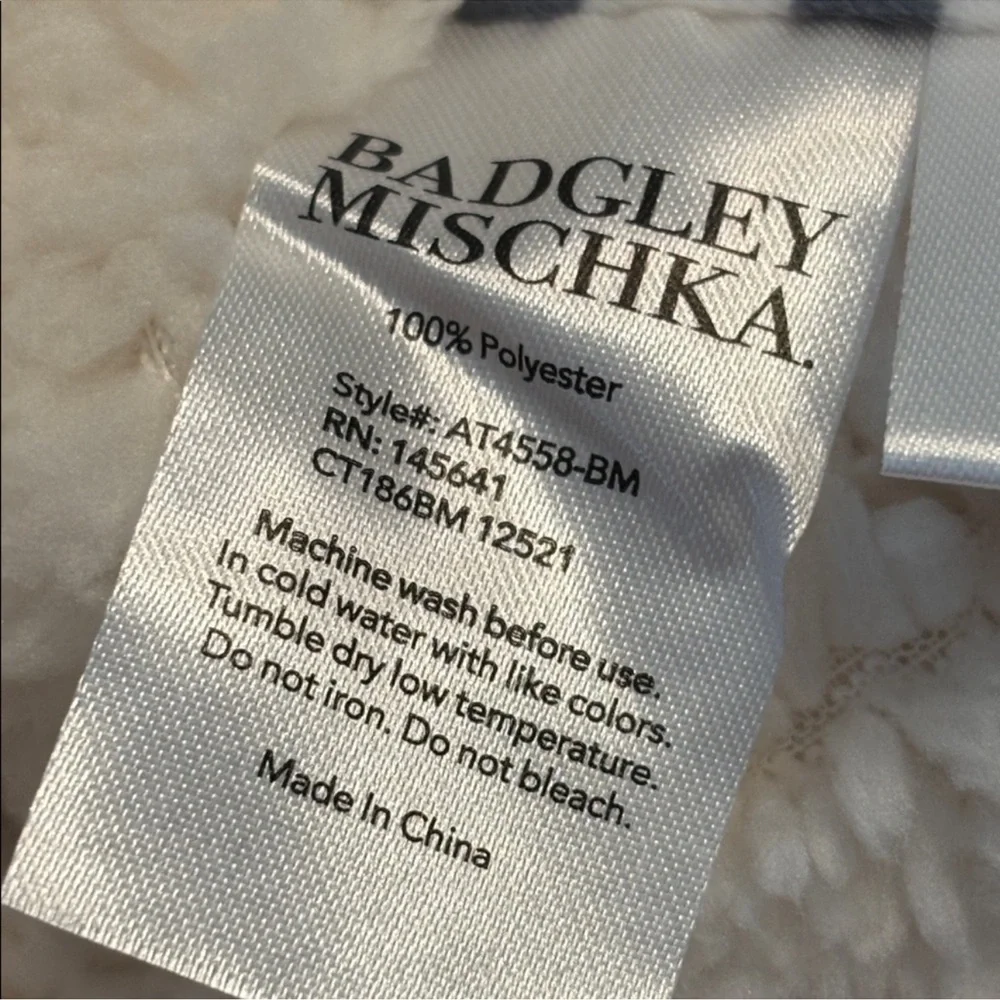 Badgley Mischka Baby Blanket Gray and White Striped 30